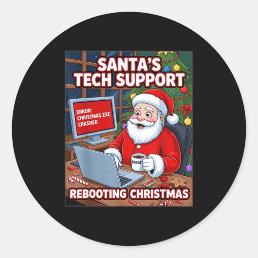 Rebooting s Tech Support Santa Squad Ronde Sticker (Voorkant)