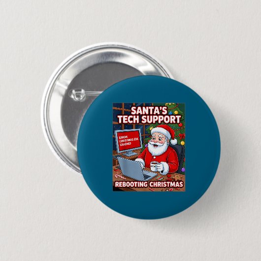 Rebooting Tech Santa s Support Tee Ronde Button 5,7 Cm (Voorkant /achterkant)