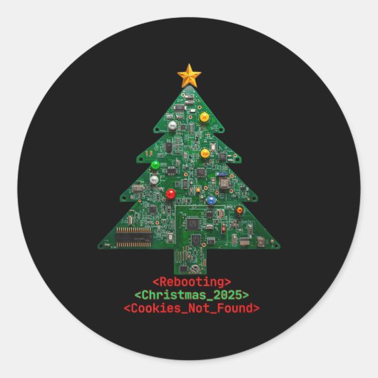 Rebooting The Holidays It Tech Suprt Computer Geek Ronde Sticker (Voorkant)