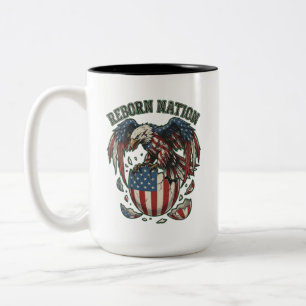 Reborn Nation Amerikaanse Adelaar Uitkomende Vlag Tweekleurige Koffiemok