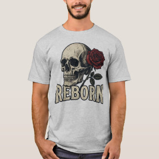 Reborn Schedel en Roos Vintage Grafische T-Shirt