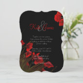 Rec and Black Poppies Gothic Wedding Invitation Kaart (Staand voorkant)