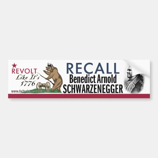 Recall Benedict Arnold-1776 Revolt Bumpersticker (Voorkant)