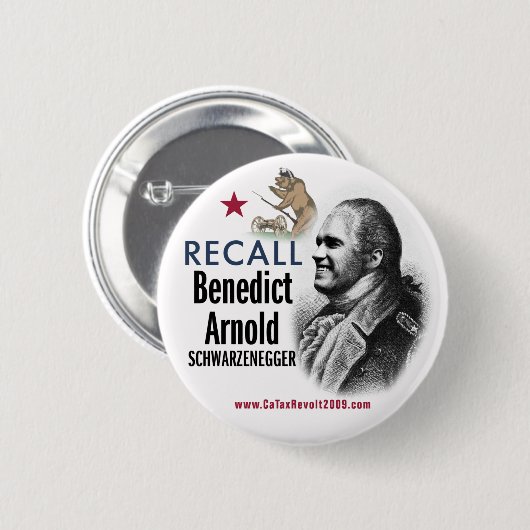 Recall Benedict Arnold Schwarzenegger Button (Voorkant /achterkant)