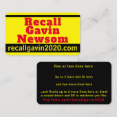 Recall Gavin 2020 Visitekaartje (Voorkant / Achterkant)