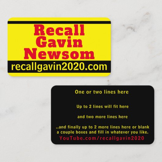 Recall Gavin 2020 Visitekaartje (Voorkant / Achterkant)