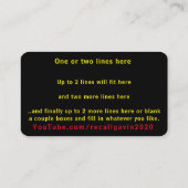 Recall Gavin 2020 Visitekaartje (Achterkant)