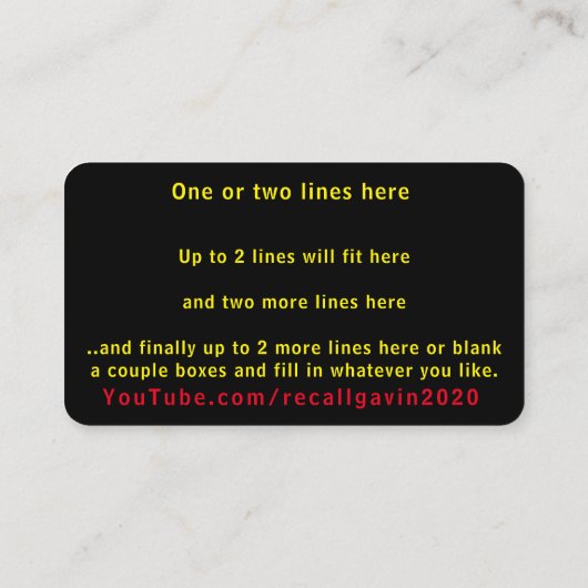 Recall Gavin 2020 Visitekaartje (Achterkant)