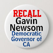 Recall Gavin Newsom CA Democraat Gov. EDIT Ronde Button 4,0 Cm (Voorkant)