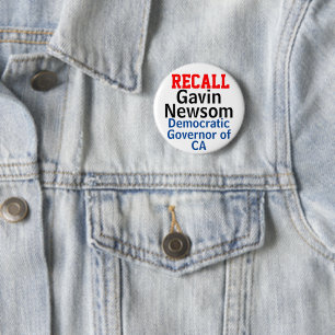 Recall Gavin Newsom CA Democraat Gov. EDIT Ronde Button 5,7 Cm