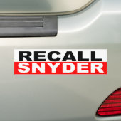 Recall Gouverneur Rick Snyder Bumpersticker (Op auto)