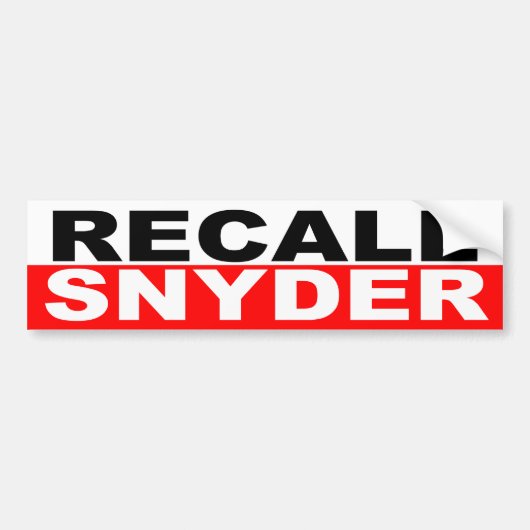 Recall Gouverneur Rick Snyder Bumpersticker (Voorkant)