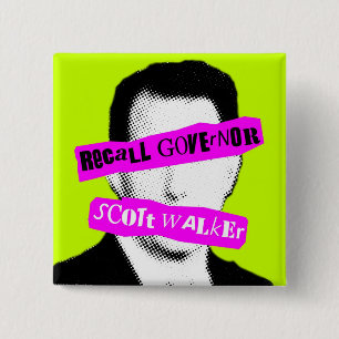Recall Gouverneur Scott Walker Vierkante Button 5,1 Cm