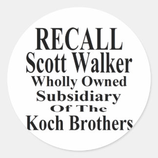 Recall Governor Scott Walker Corporate Minion Ronde Sticker