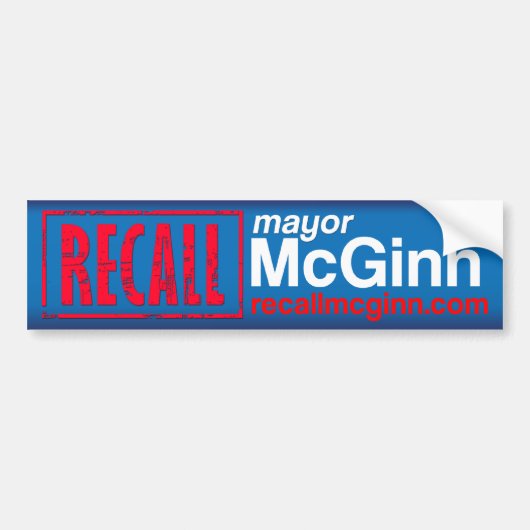 Recall Mayor Mike McGinn Bumpersticker (Voorkant)