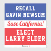 Recall Newsom Elected Larry Elder Save California Sticker (Vel)
