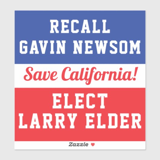 Recall Newsom Elected Larry Elder Save California Sticker (Vel)