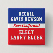 Recall Newsom Elected Larry Elder Save California Vierkante Button 5,1 Cm (Voorkant)