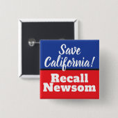 Recall Newsom Save California Vierkante Button 5,1 Cm (Voorkant /achterkant)