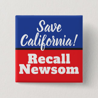 Recall Newsom Save California Vierkante Button 5,1 Cm