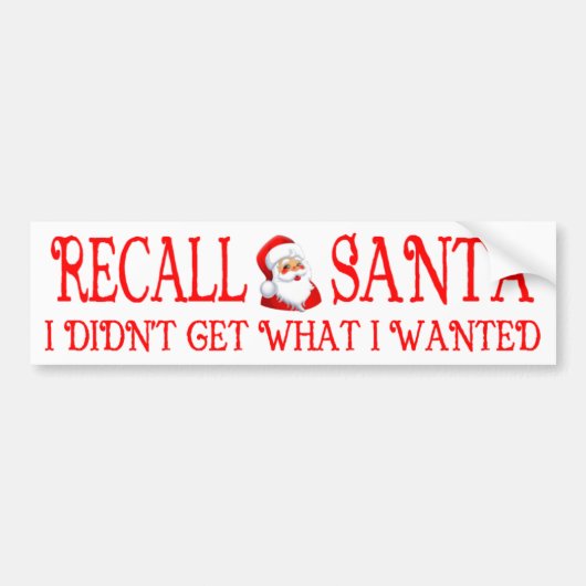 RECALL SANTA Bumpersticker (Voorkant)