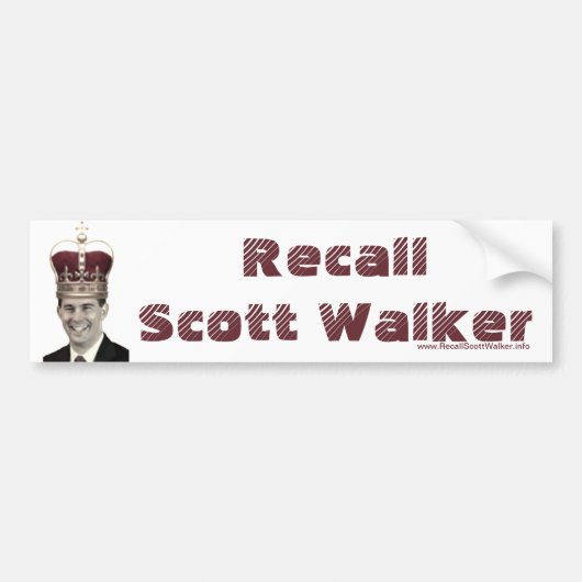 Recall Scott Walker Bumpersticker (Voorkant)
