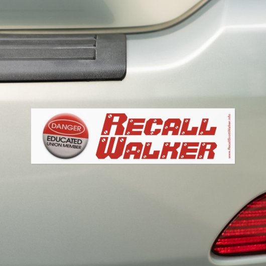Recall Scott Walker Bumpersticker (Op auto)
