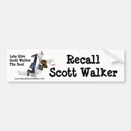 Recall Scott Walker Bumpersticker (Voorkant)