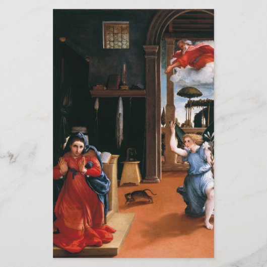 RECANATI ANNUNCIATION BY LORENZO LOTTO Floral Briefpapier (Achterkant)