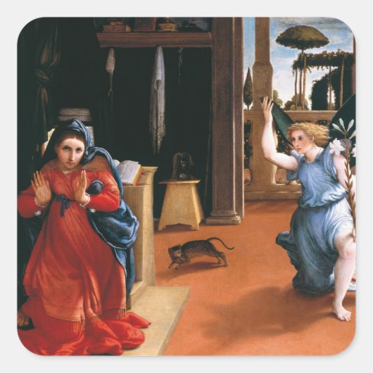 RECANATI ANNUNCIATION BY Lorenzo Lotto Vierkante Sticker (Voorkant)