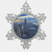 Recente middagNYC Horizon als Tin Sneeuwvlok Ornament (Voorkant)