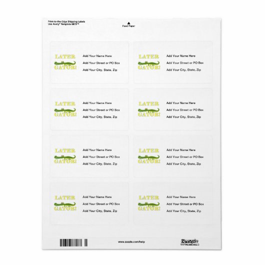 Recentere Gator Etiket (Full Sheet)