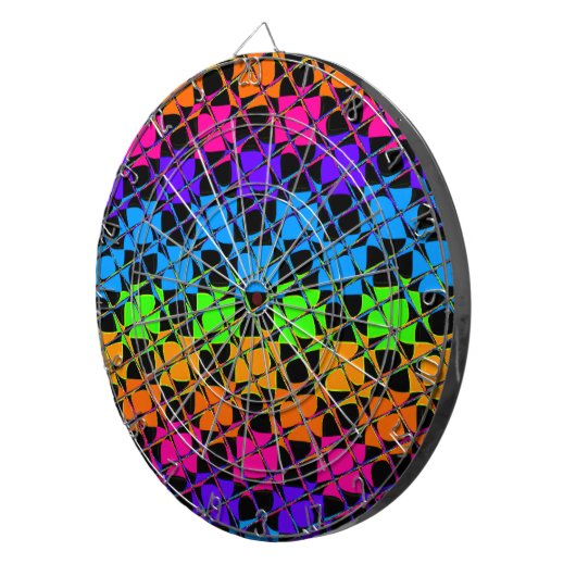 Recentste kleurrijke gecheckte regenboogpatronen dartbord (Voorkant Rechts)