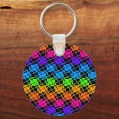 Recentste kleurrijke gecheckte regenboogpatronen sleutelhanger (Voorkant)