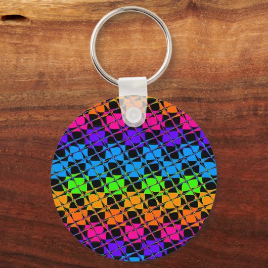 Recentste kleurrijke gecheckte regenboogpatronen sleutelhanger (Voorkant)