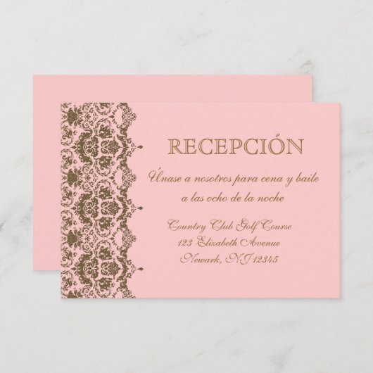 Recepción de Boda tarjeta en espanol (Voorkant / Achterkant)