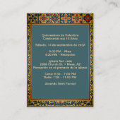 Recepción Quinceañera Vestido Rojo Informatiekaartje (Achterkant)