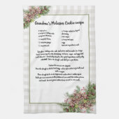 Recept aandenken Christmas Pine Cones Grijs plaid Theedoek (Verticaal)