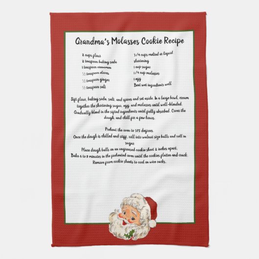 Recept aandenken Kerst  Kerstman Theedoek (Verticaal)