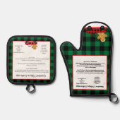 Recept aandenken Kerstmis Rood Groen Gingerbread Ovenwant & Pannenlap Set (Voorkant)