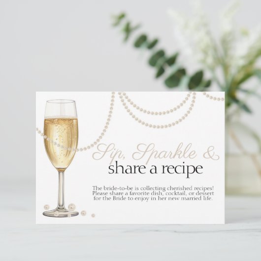 Recept Aanvraag Parels Prosecco Vrijgezellenfeest Informatiekaartje (Staand voorkant)