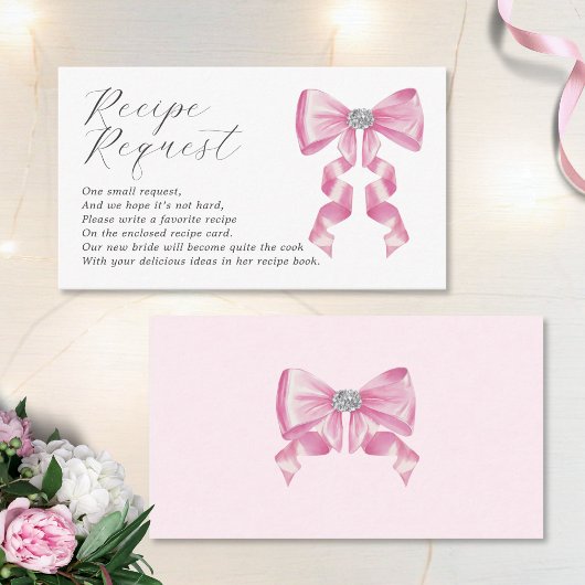 Recept Aanvraag Pink Bow Glam Vrijgezellenfeest Informatiekaartje
