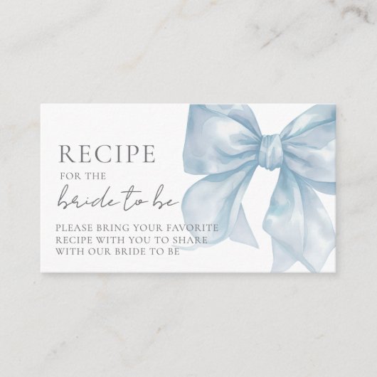 Recept Blue Bow Vrijgezellenfeest Informatiekaartje (Voorkant)