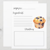 Recept Boek Pagina voor Blueberry Muffins (Voorkant / Achterkant)