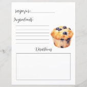 Recept Boek Pagina voor Blueberry Muffins (Voorkant)