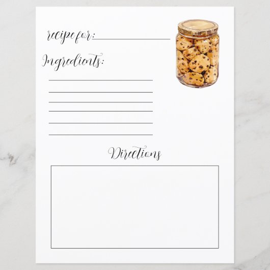 Recept Boek Pagina voor Chocolade Chip Cookies (Voorkant)