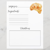 Recept Boek Pagina voor Croissants (Voorkant)