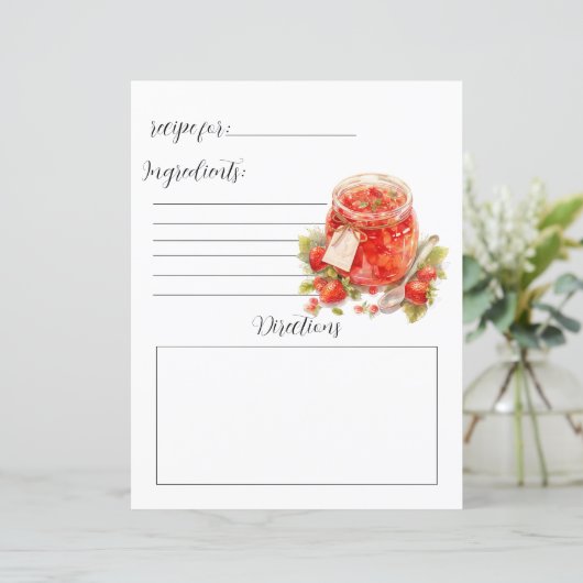 Recept Boek Pagina voor Jam Jelly (Staand voorkant)