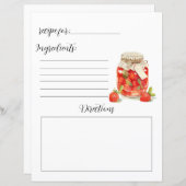Recept Boek Pagina voor Strawberry Jam (Voorkant / Achterkant)