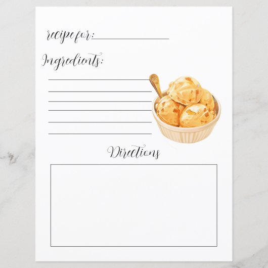 Recept Boek Pagina voor Zelfgemaakte Ice Cream (Voorkant)